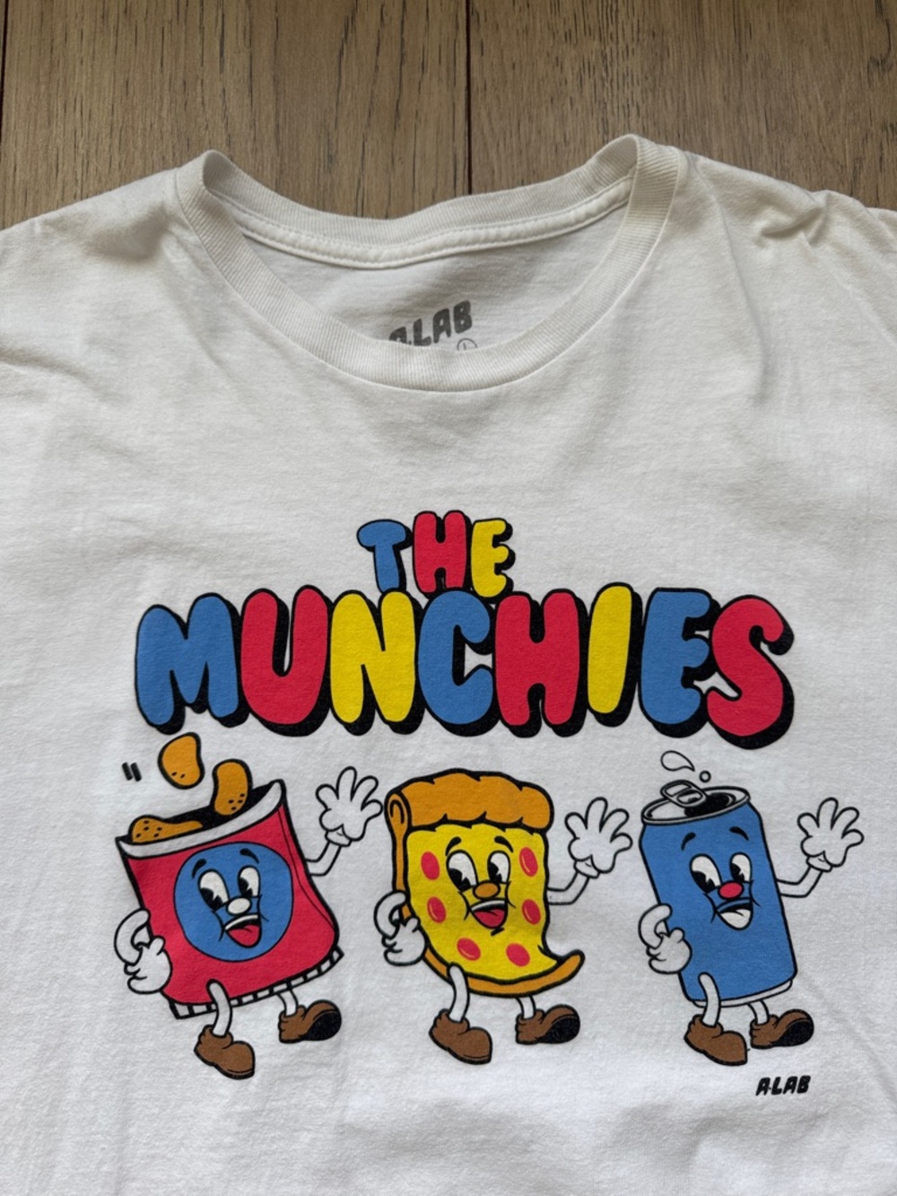 A-Lab The Munchies Funny Graphic T-Shirt Men’s Large White Streetwear Cotton